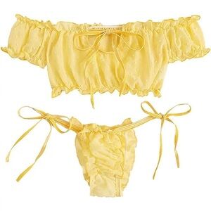 *NWT* Lingerie Set.Yellow with Tie. NEW IN PLASTIC.